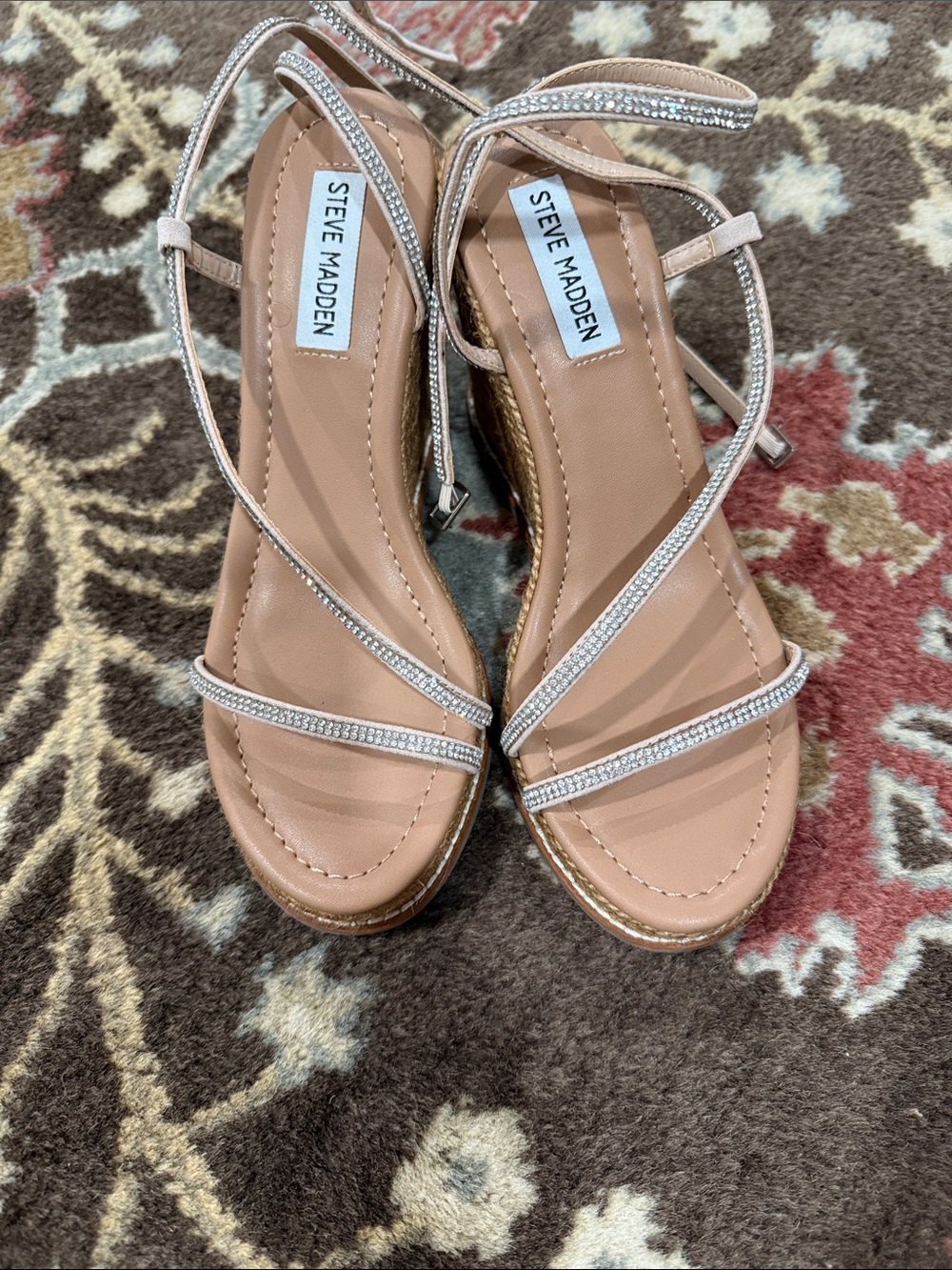 Steve Madden Tan Rhinestone Wedge Sandals